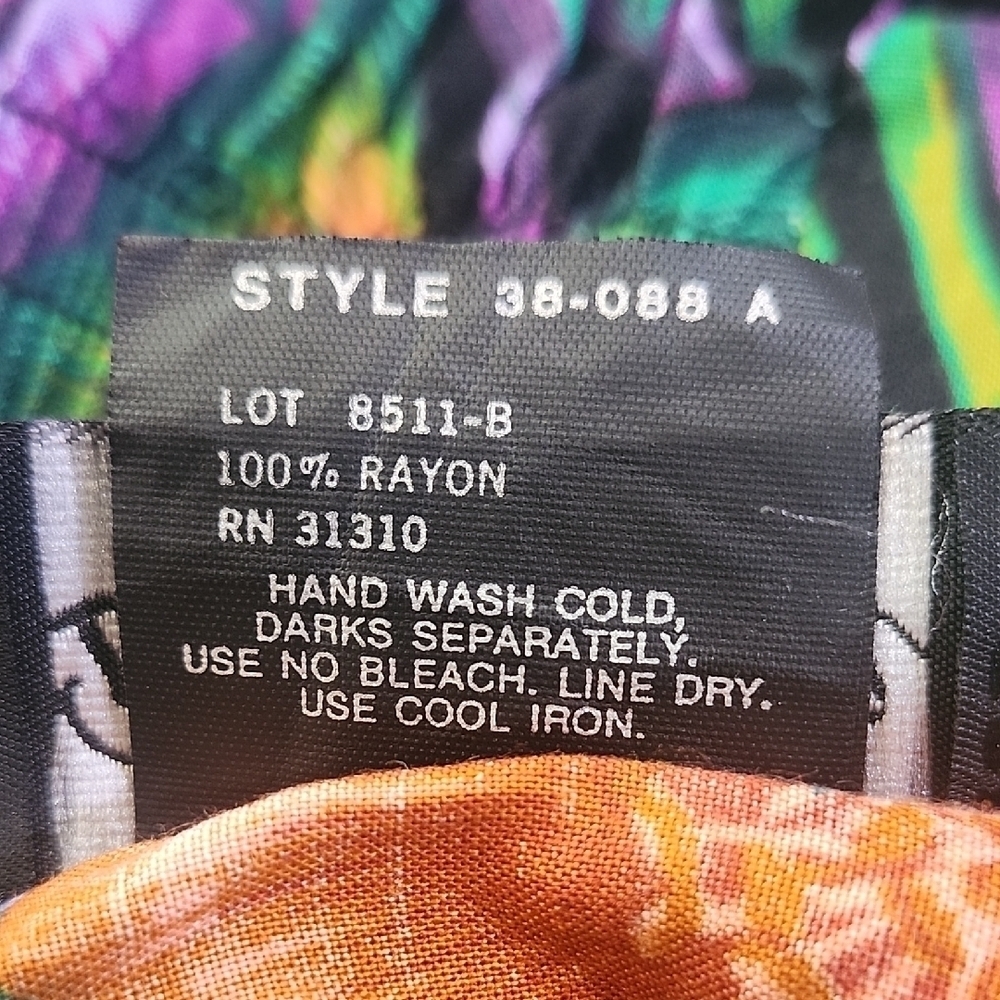 By Choice Tropical Rayon Shorts Size Large | Elastic Waist Floral Jungle Print - Picture 5 of 5